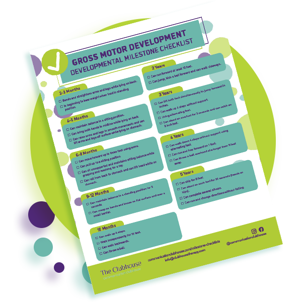 Preview of Gross Motor Development Milestone Checklist provided by Communication Clubhouse Therapy