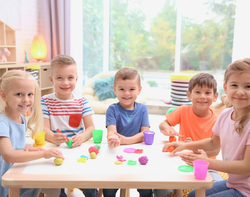 kids using playdough to improve pencil grasp