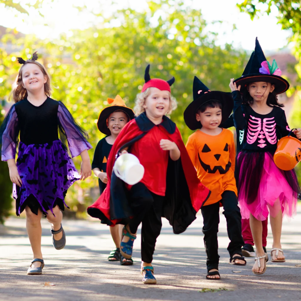 Children in Halloween costumes